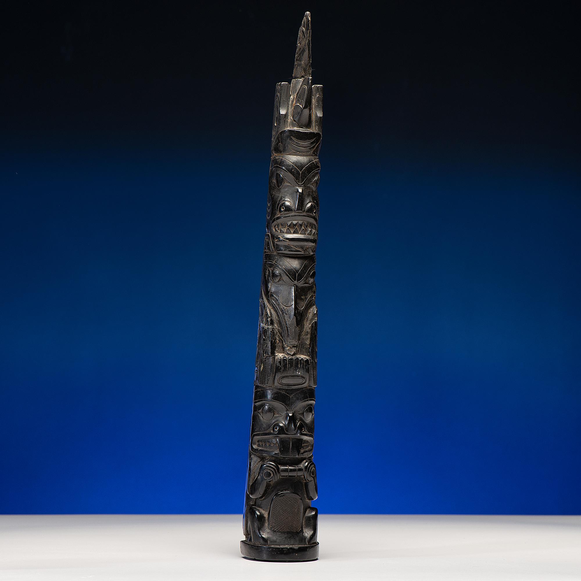 Haida Carved Argillite Model Totem Pole