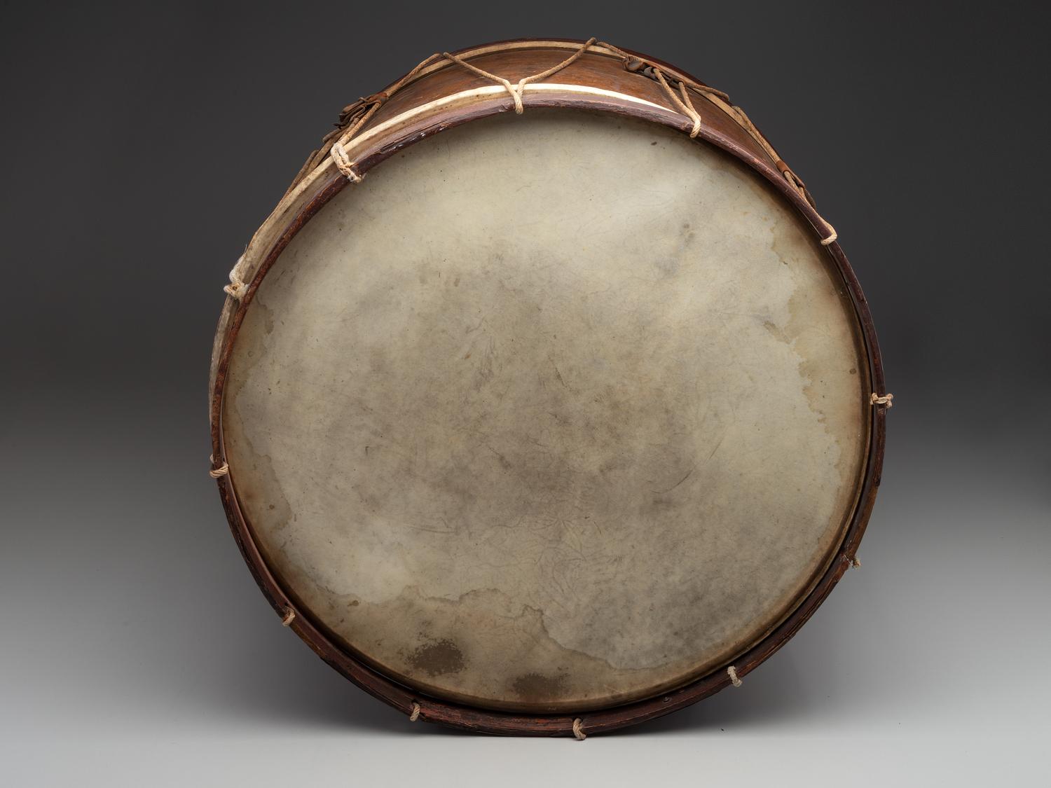 [CIVIL WAR]. Painted bass drum. Manufactured by George G. Sutherland, Argentine, [MI], 1861.