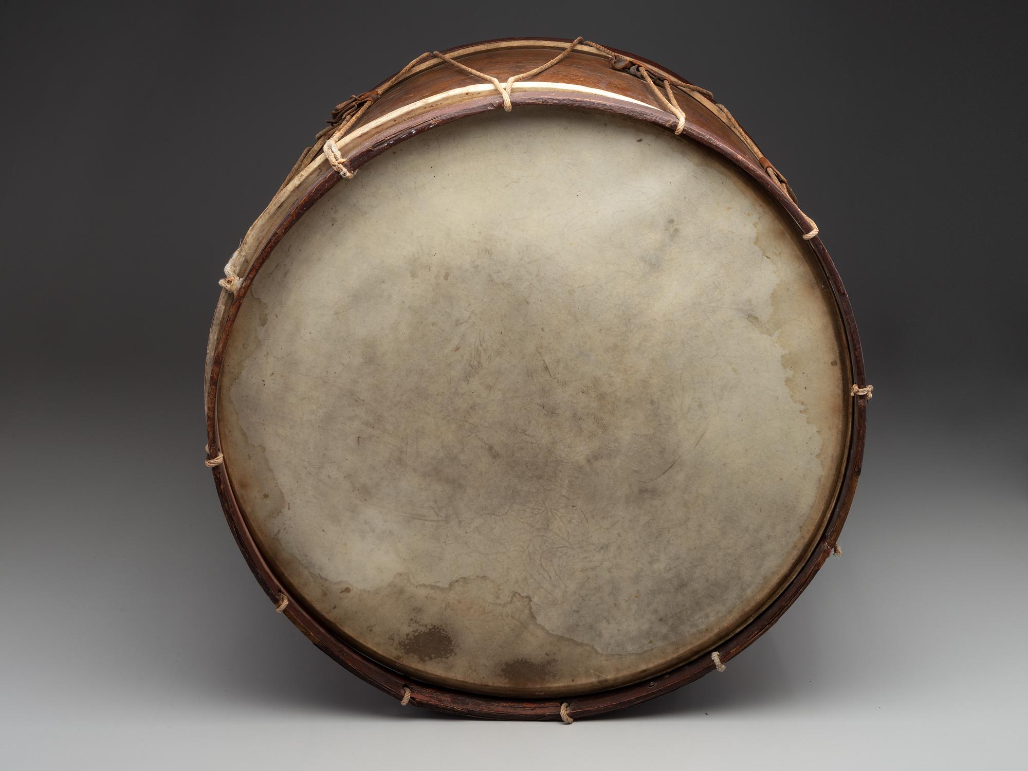 [CIVIL WAR]. Painted bass drum. Manufactured by George G. Sutherland, Argentine, [MI], 1861.