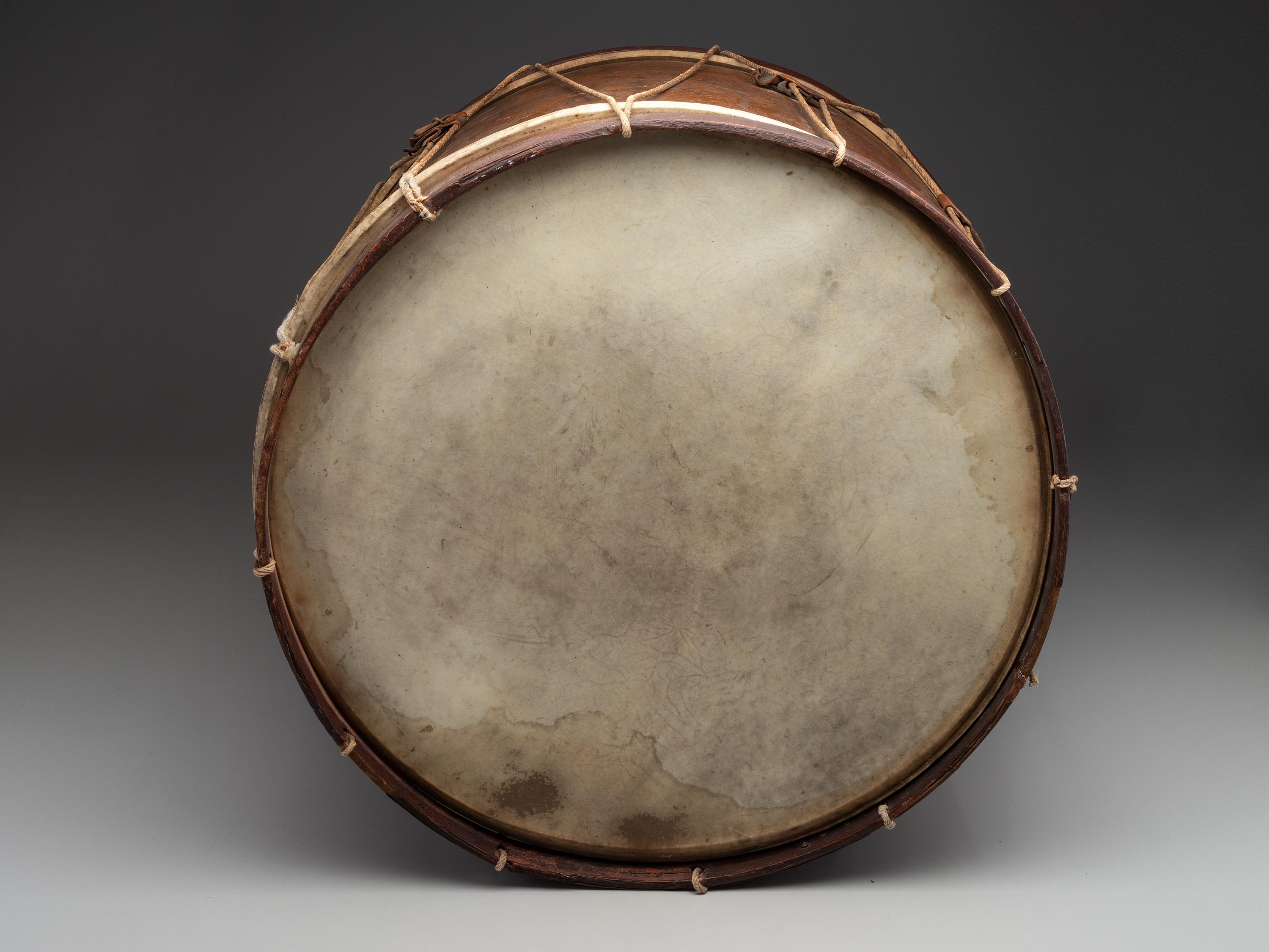 [CIVIL WAR]. Painted bass drum. Manufactured by George G. Sutherland, Argentine, [MI], 1861.