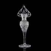 A Cut Glass Jack-in-the-Pulpit Vase with Daisies and Butterflies