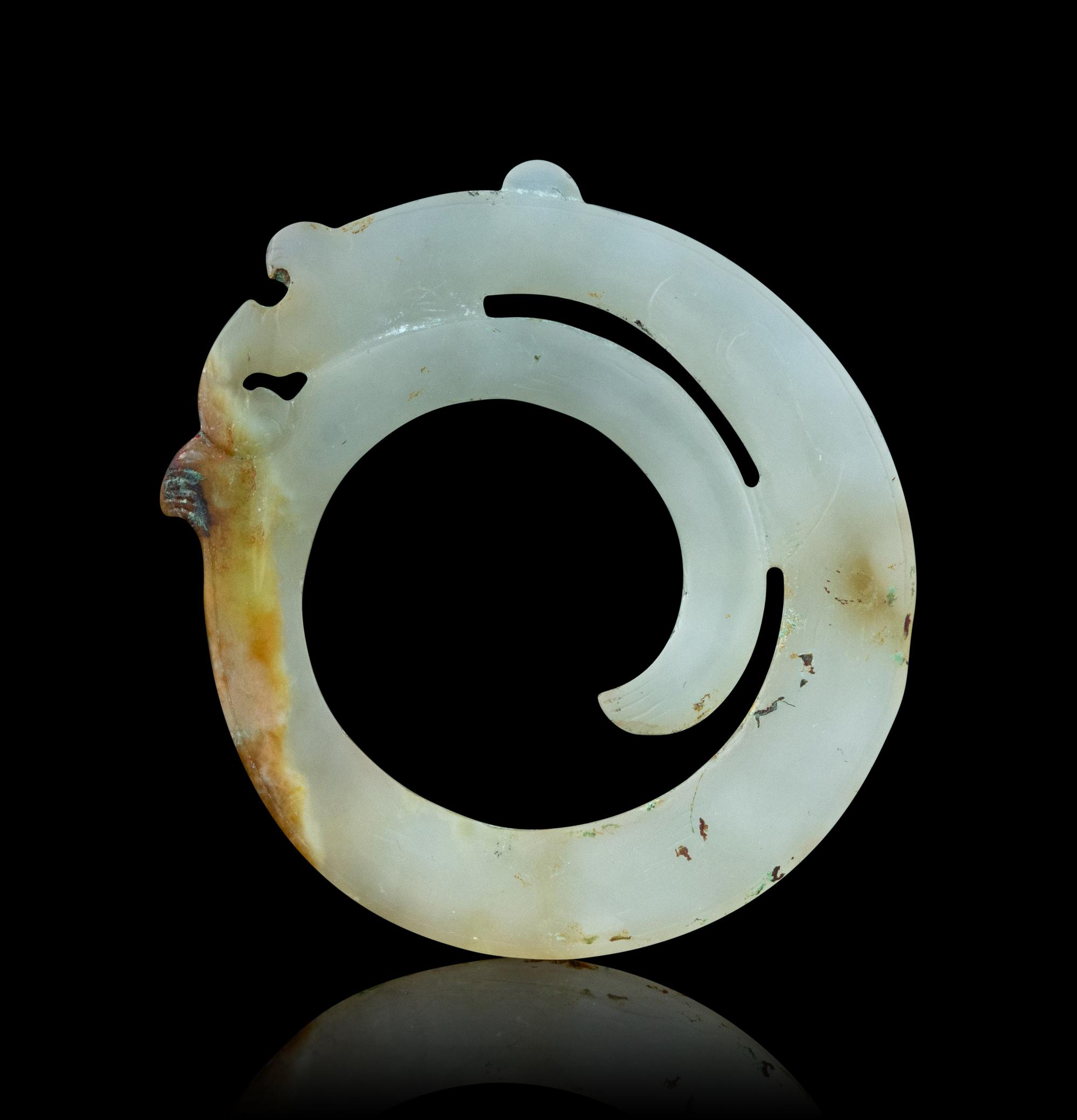 A Carved Jade 'Chilong' Bi Disc