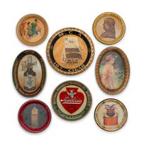 A Collection of Eight Tin Lithographed Advertising Tip Trays