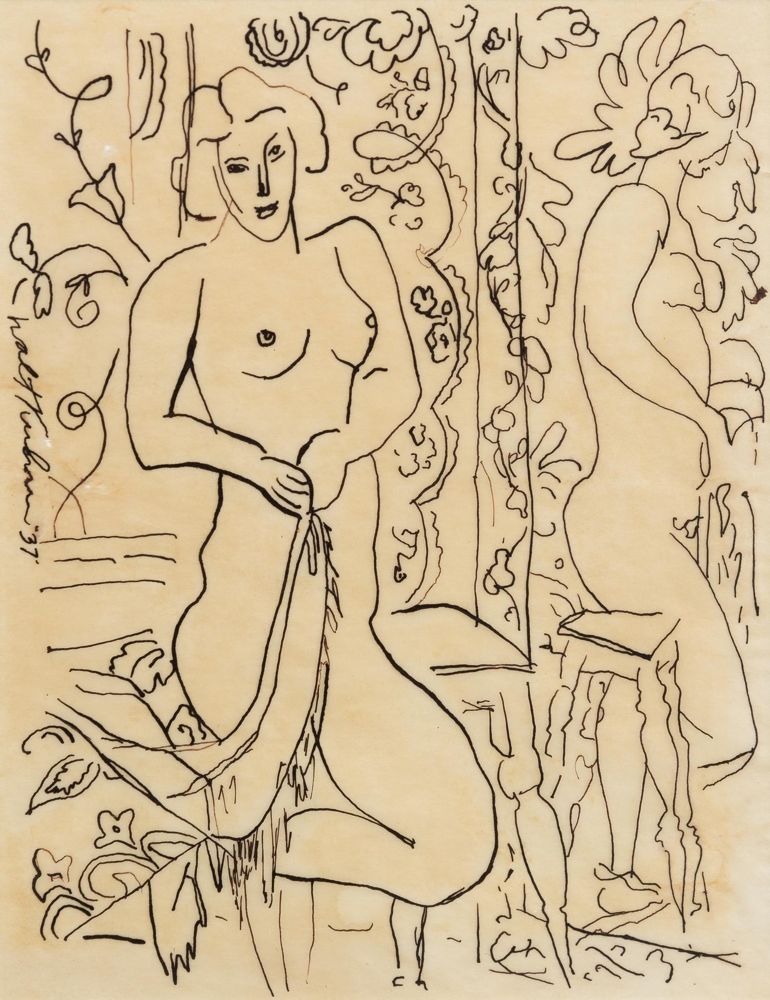 Walt Kuhn, (American, 1877-1949), Nude with Mirror, 1937