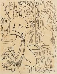 Walt Kuhn, (American, 1877-1949), Nude with Mirror, 1937