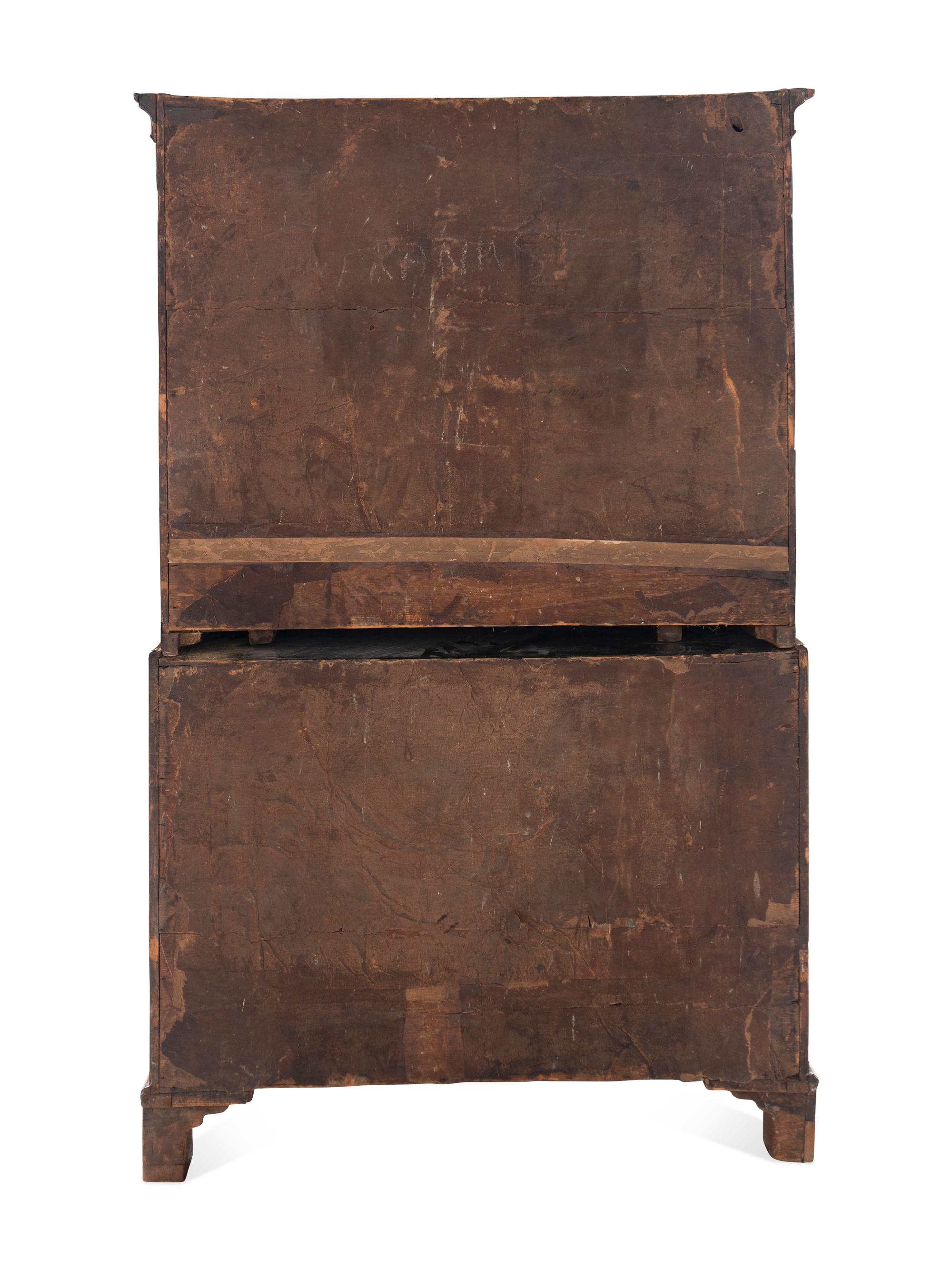A George III Burl Walnut Chest-on-Chest