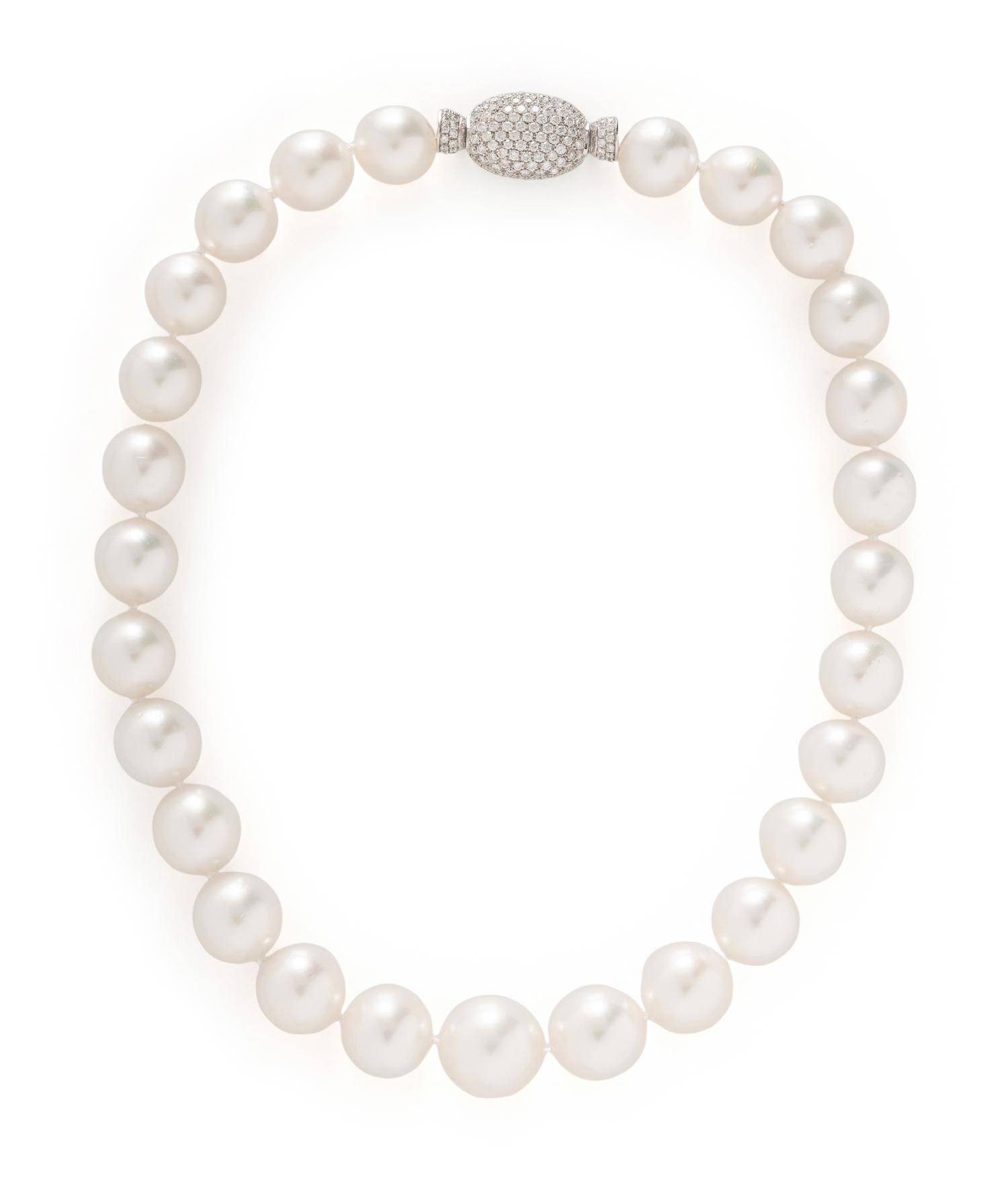 SOUTH SEA CULTURED PEARL AND DIAMOND NECKLACE