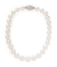 SOUTH SEA CULTURED PEARL AND DIAMOND NECKLACE