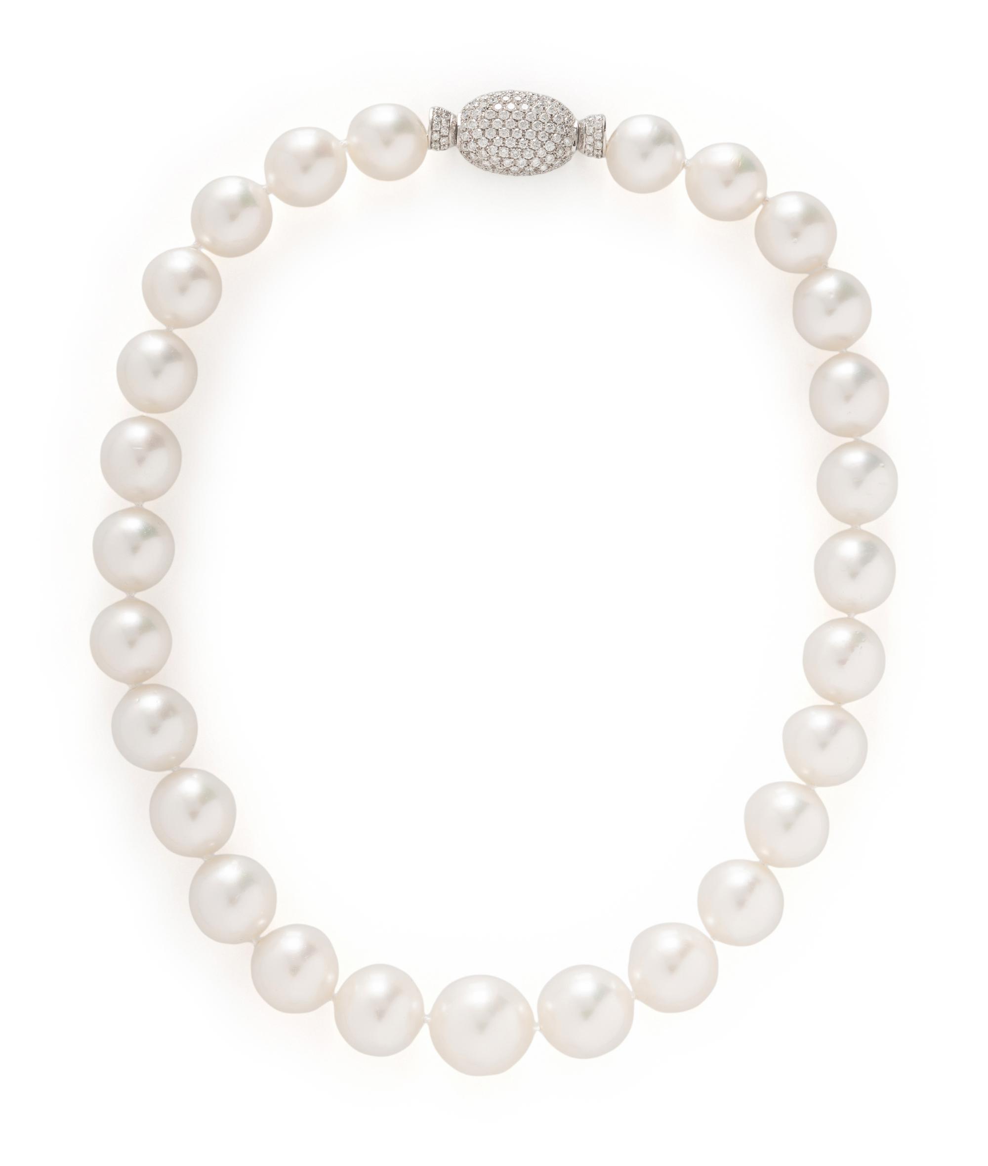 SOUTH SEA CULTURED PEARL AND DIAMOND NECKLACE