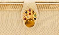 Judith Leiber Cream Skin and Jeweled Box with Top Handle
