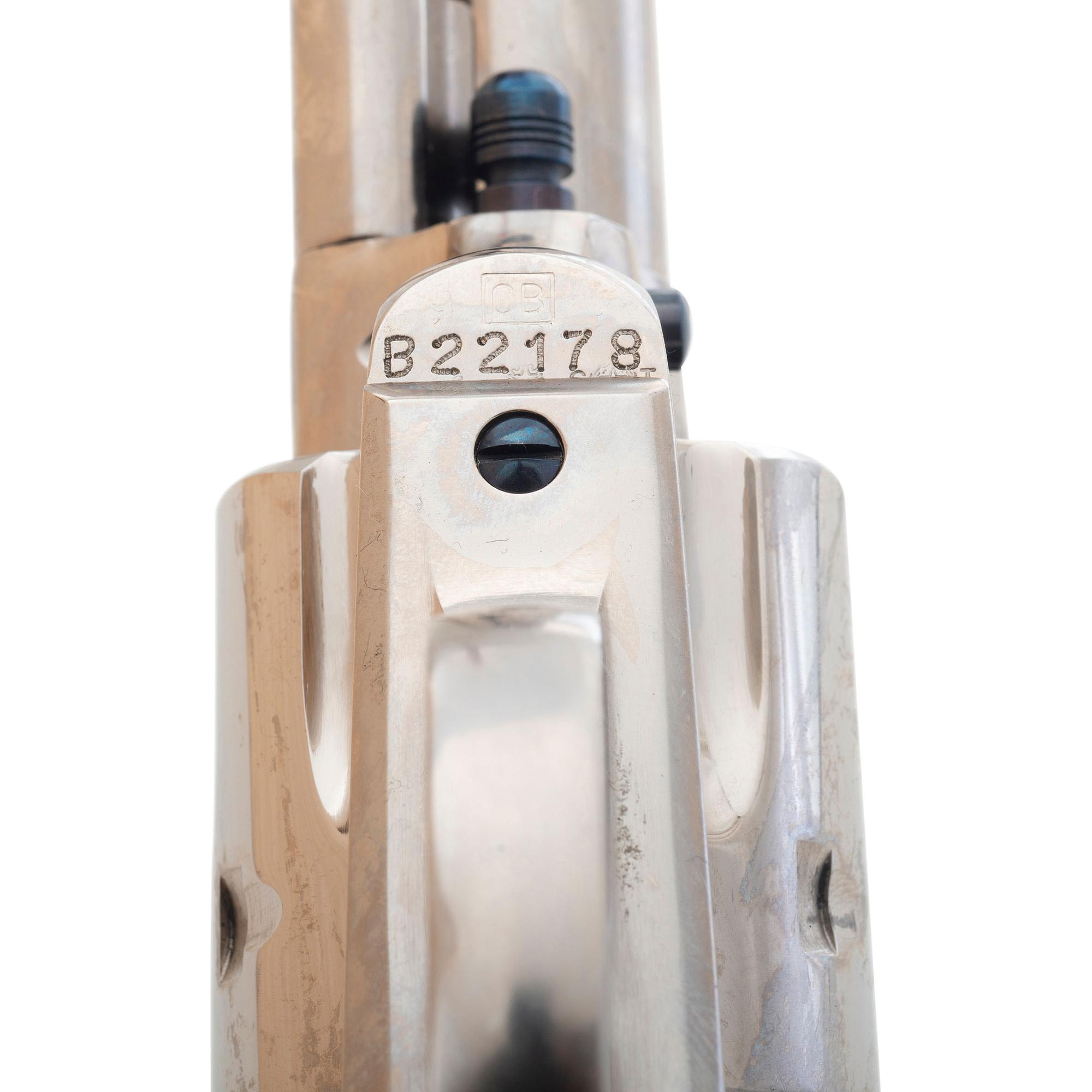 *Uberti-made Beretta Stampede Replica 7.5" Nickel Colt Bisley Revolver in .45 Colt