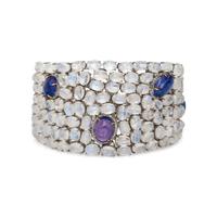 TANZANITE, MOONSTONE, AND DIAMOND BRACELET