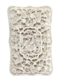 A Chinese Carved Ivory Card Case, Height 4 1/2 inches.