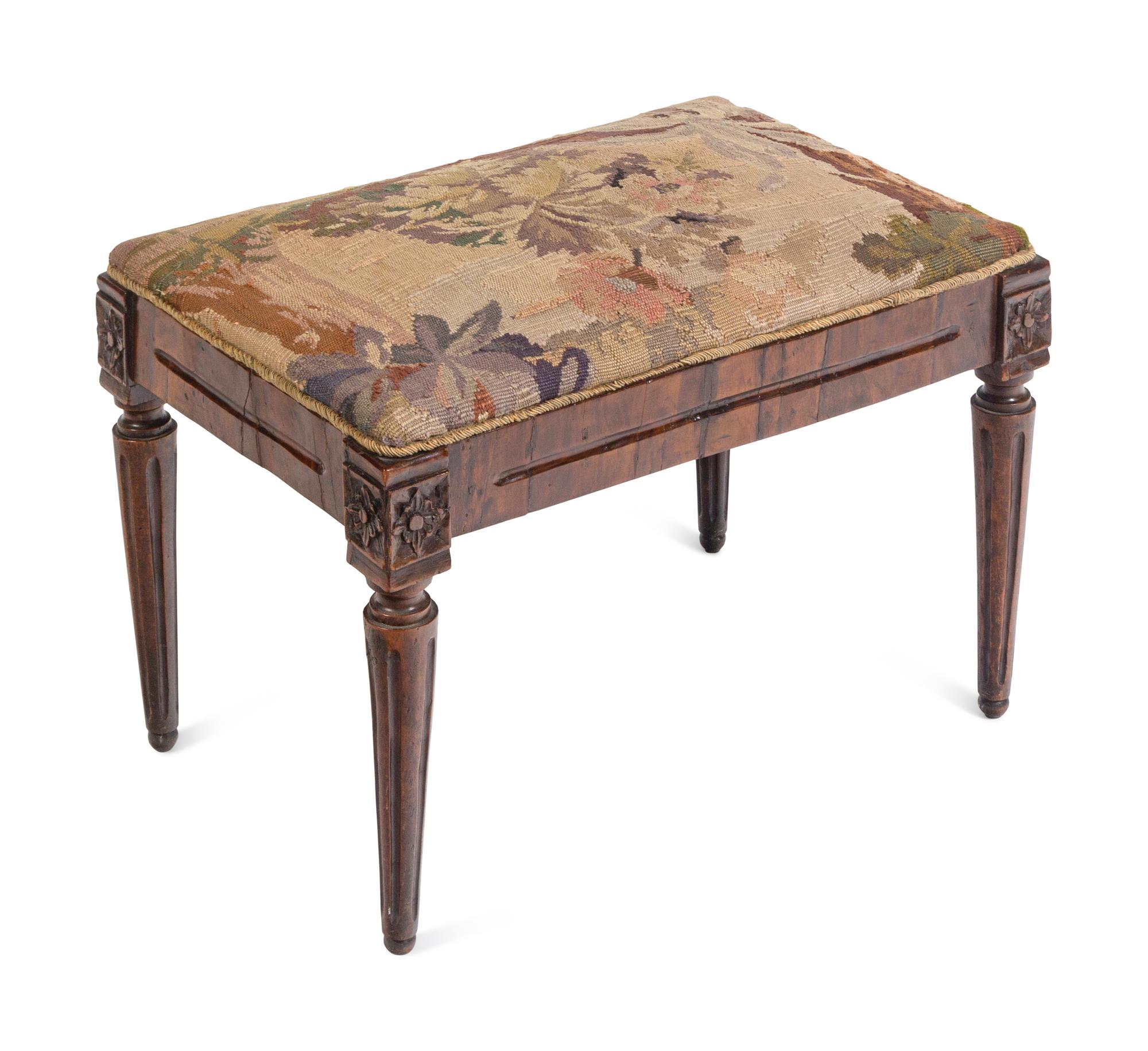 A Louis XVI Bench with Aubusson Tapestry Upholstery