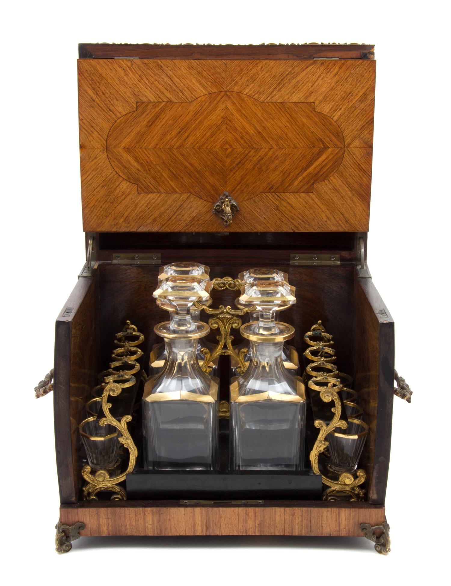 A Louis XVI Style Metal Mounted Cave a Liqueur Height 10 x width 12 1/2 x depth 9 1/4 inches.