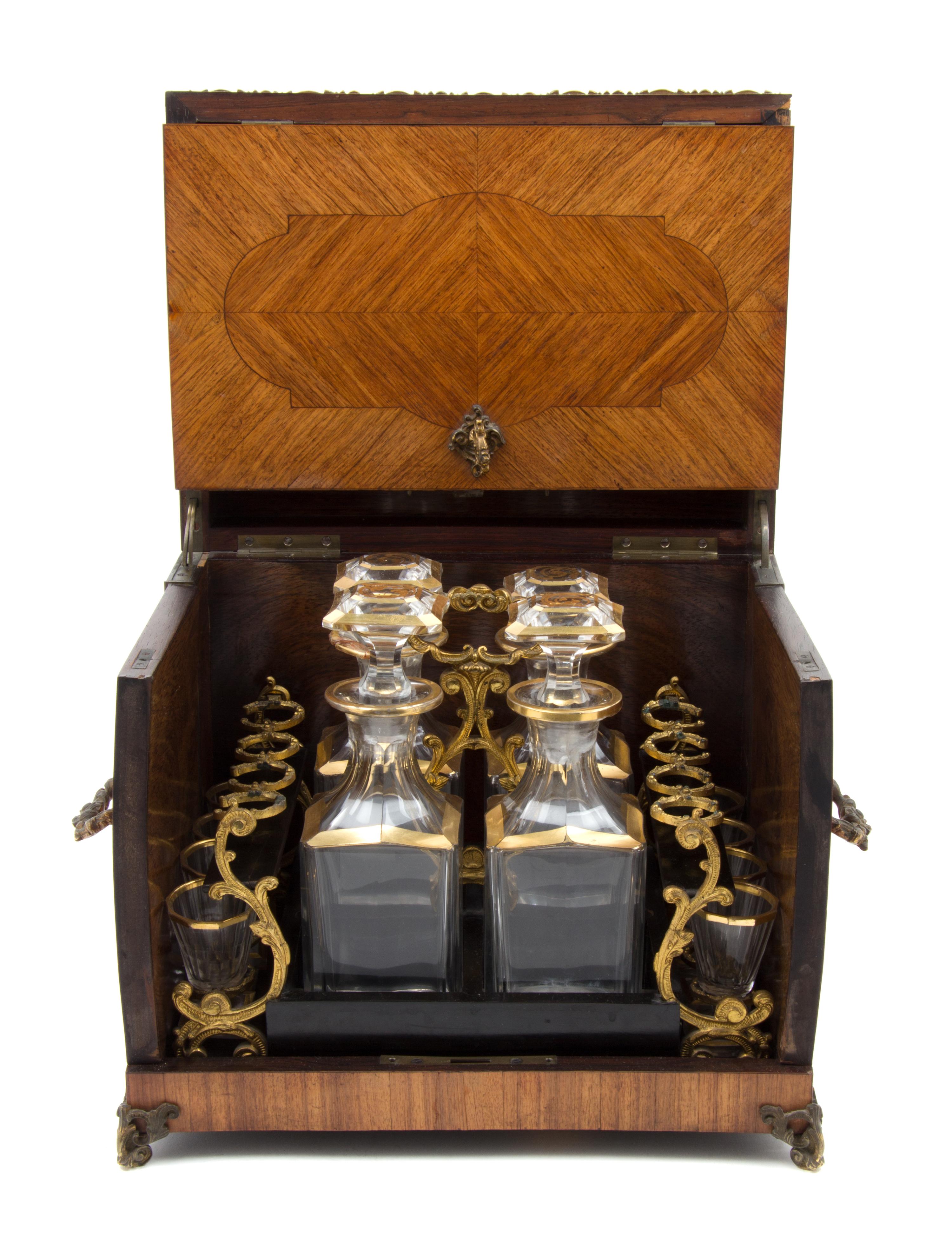 A Louis XVI Style Metal Mounted Cave a Liqueur Height 10 x width 12 1/2 x depth 9 1/4 inches.