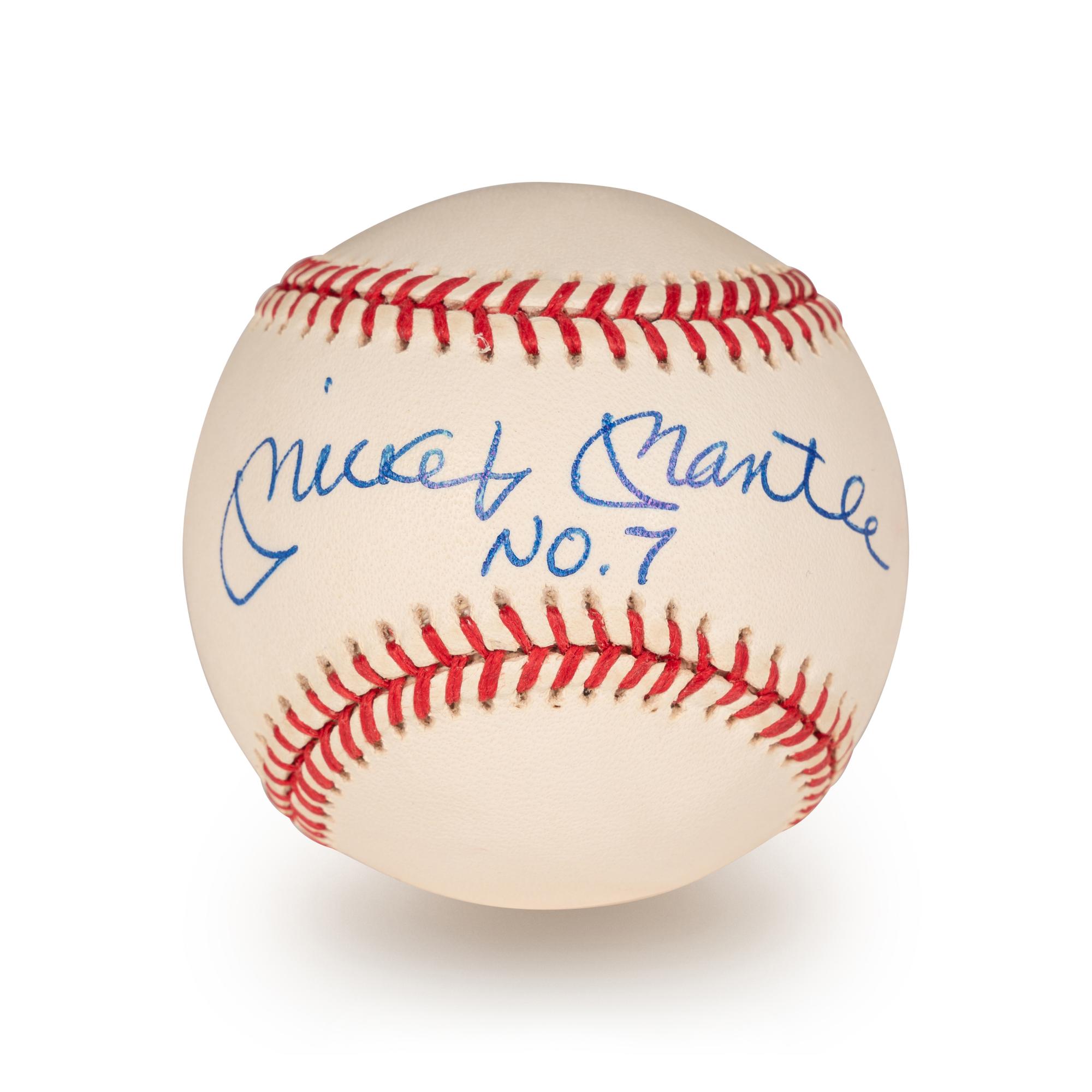 An Uncommon Mickey Mantle Signed Autograph Baseball Inscribed No. 7 (Beckett Authentication Services Letter BAS Certified),
