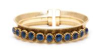 A Retro Yellow Gold and Sapphire Cuff Bracelet, Forstner, 24.00 dwts.