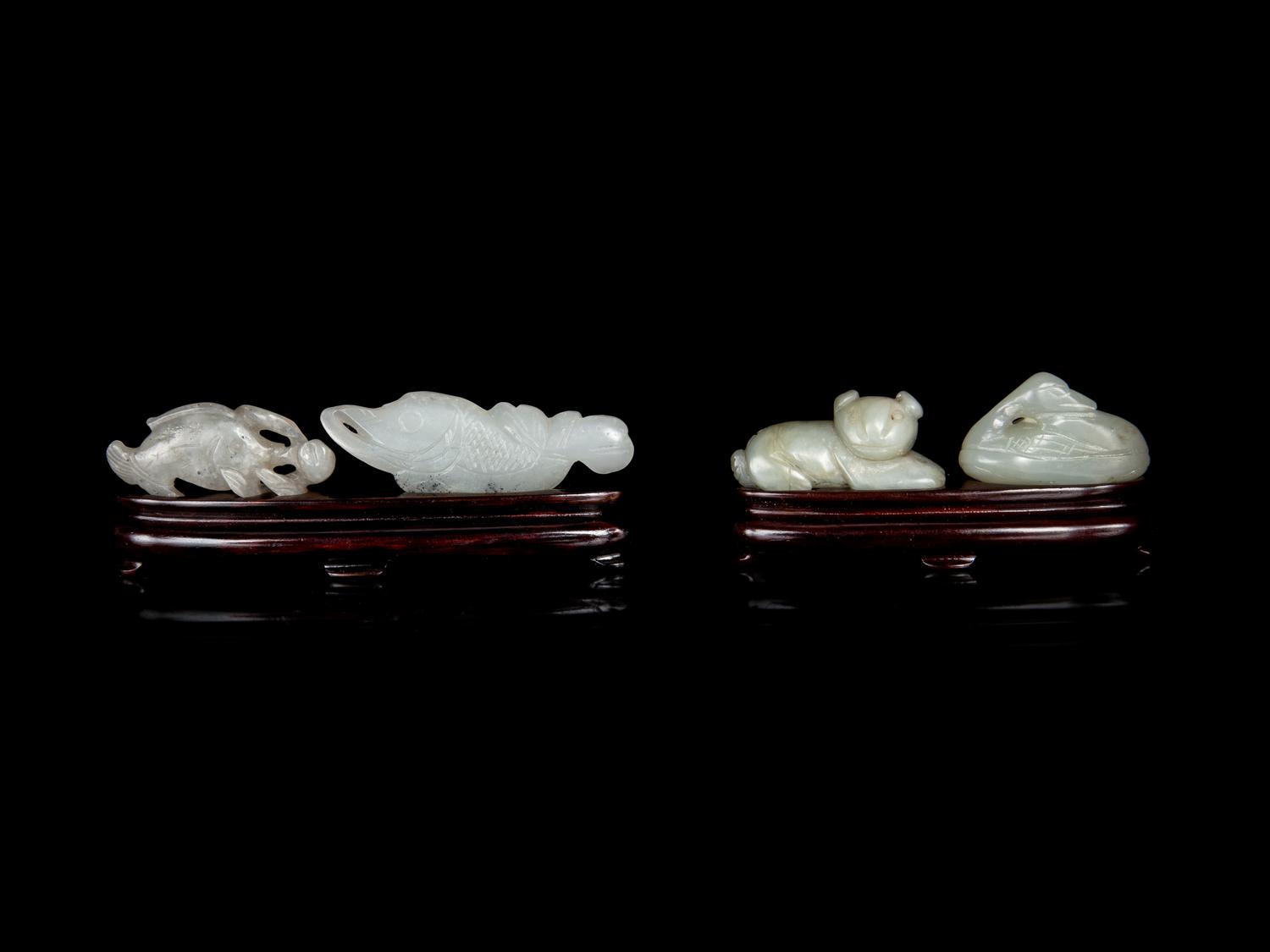 Eight Chinese Carved Jade Figures of Animals