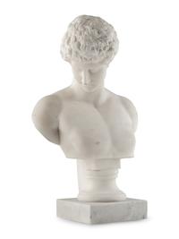 A Continental Carved Marble Bust of Antinous