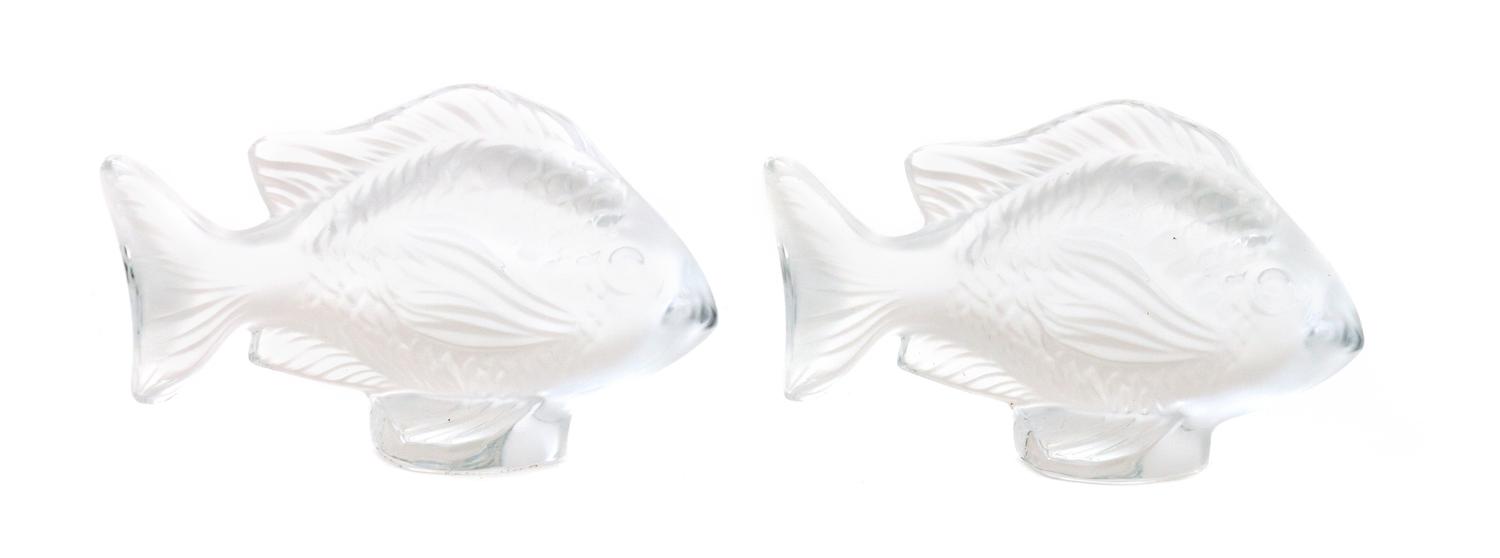 A Group of Eleven Lalique Molded Glass Fish Ornaments Length 3 inches. — 20TH CENTURY