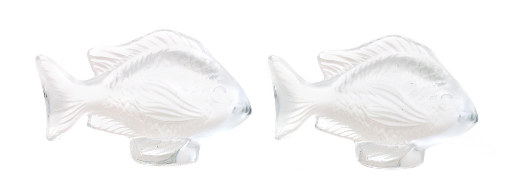 A Group of Eleven Lalique Molded Glass Fish Ornaments Length 3 inches. — 20TH CENTURY