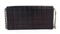 A Chanel Black Lambskin Chocolate Bar Flap Handbag, 10.5" x 5.5" x 1.5"; Strap drop: 12".