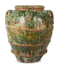 An Italian Green Glazed Terra Cotta Large Oil Jar