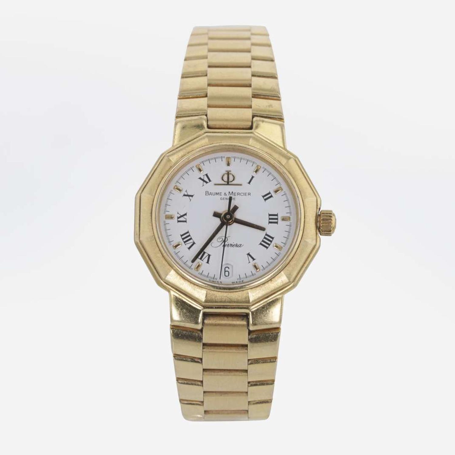 18K Yellow Gold Baume & Mercier Riviera Watch Model No. 83212.9