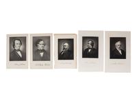 [PRESIDENTS]. Signed documents and ephemera featuring signatures of J.Q. ADAMS, FILLMORE, MCKINLEY, CLEVELAND, HARRISON, HARDING, and HAYES.