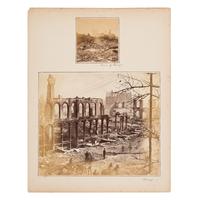 [Chicago Fire]. A collection of approx. 80 CDVs, cabinet cards, albumen prints, and glass slides taken after the Chicago Fire of 1871.