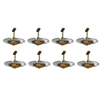 A Set of Eight Brass and Glass Light Fixtures 16" W x 18" D x 16" H — France, Mid-20th Century