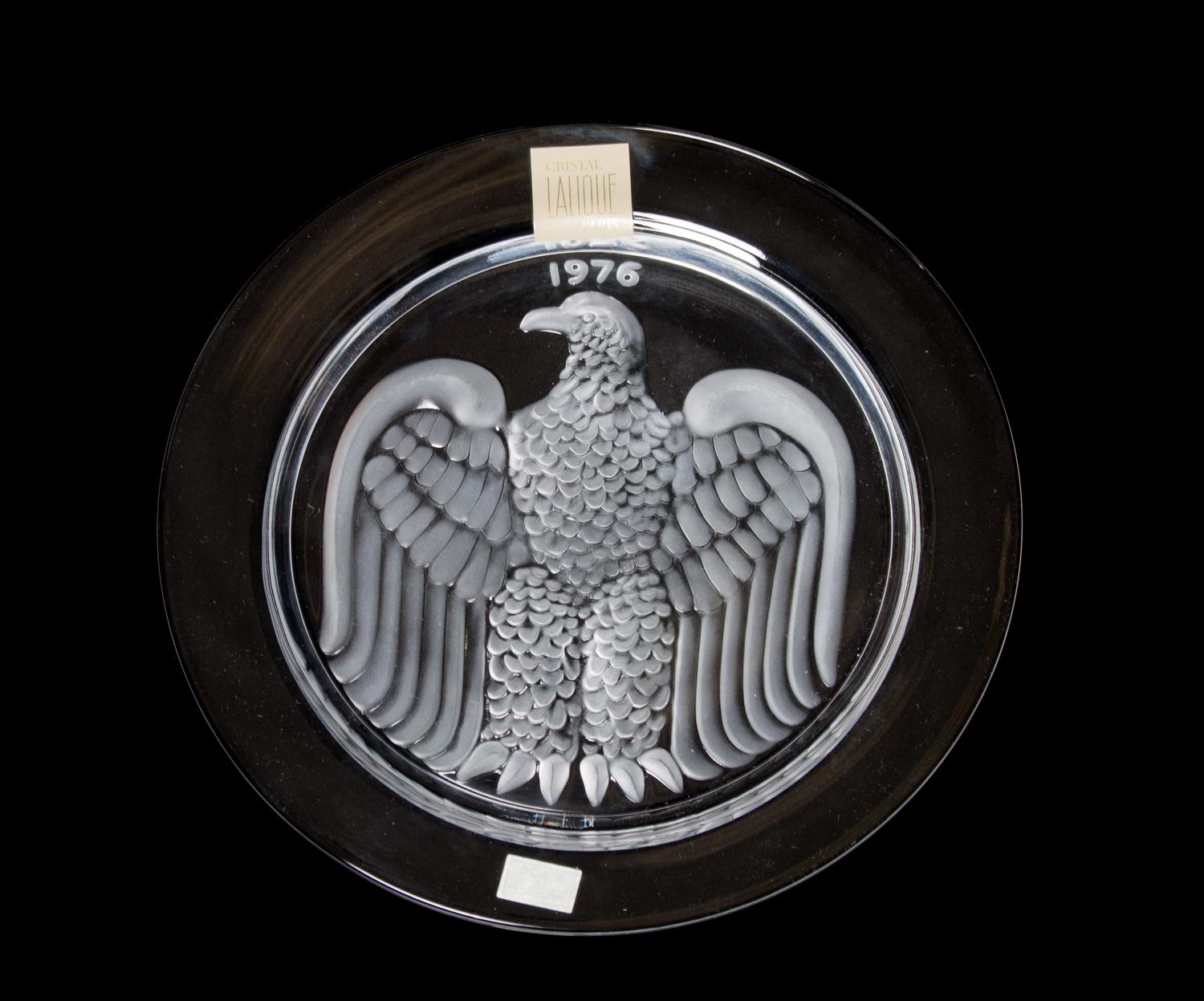 A Lalique Molded and Frosted Glass Collector Plate Diameter 8 3/8 inches.