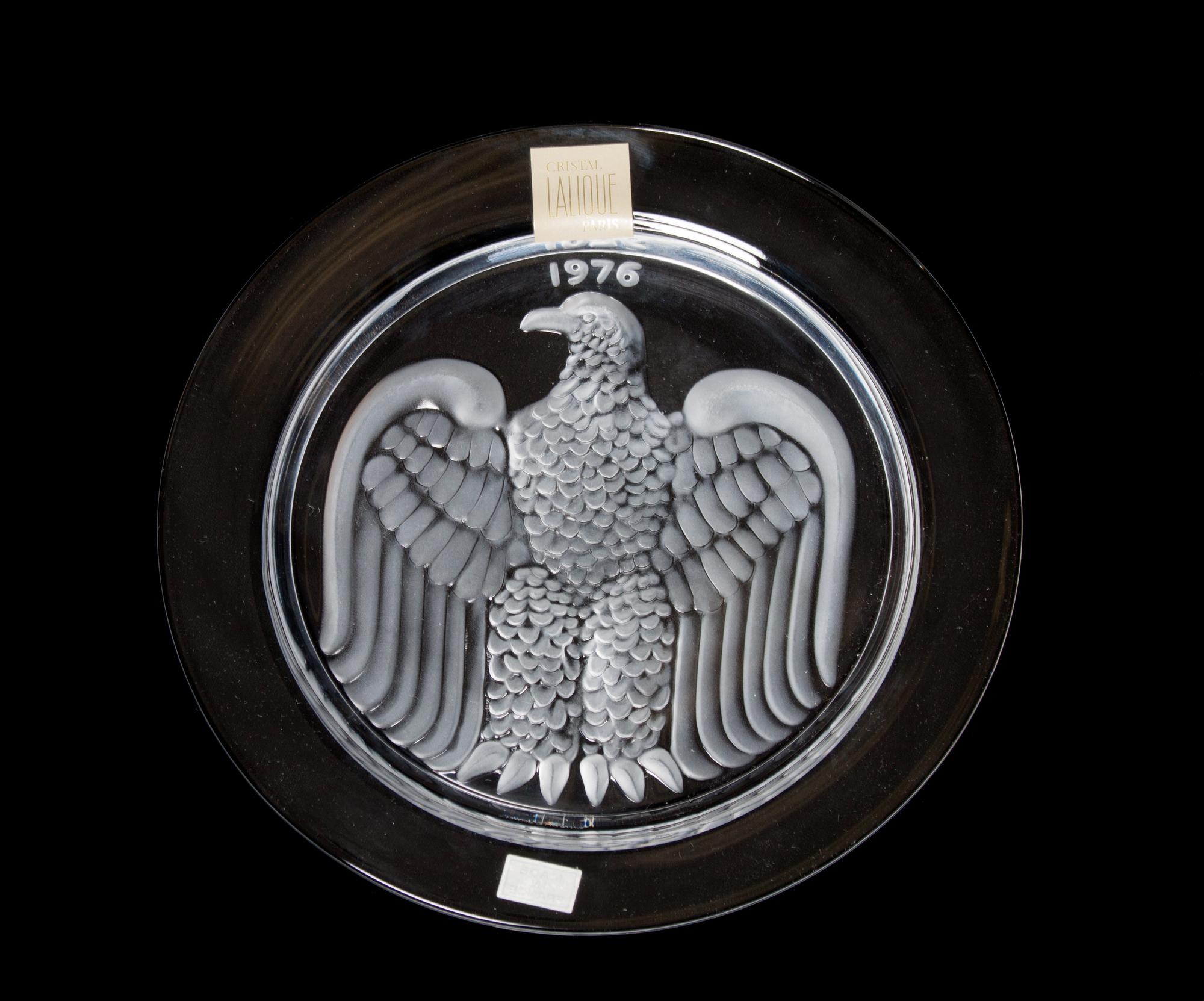 A Lalique Molded and Frosted Glass Collector Plate Diameter 8 3/8 inches.