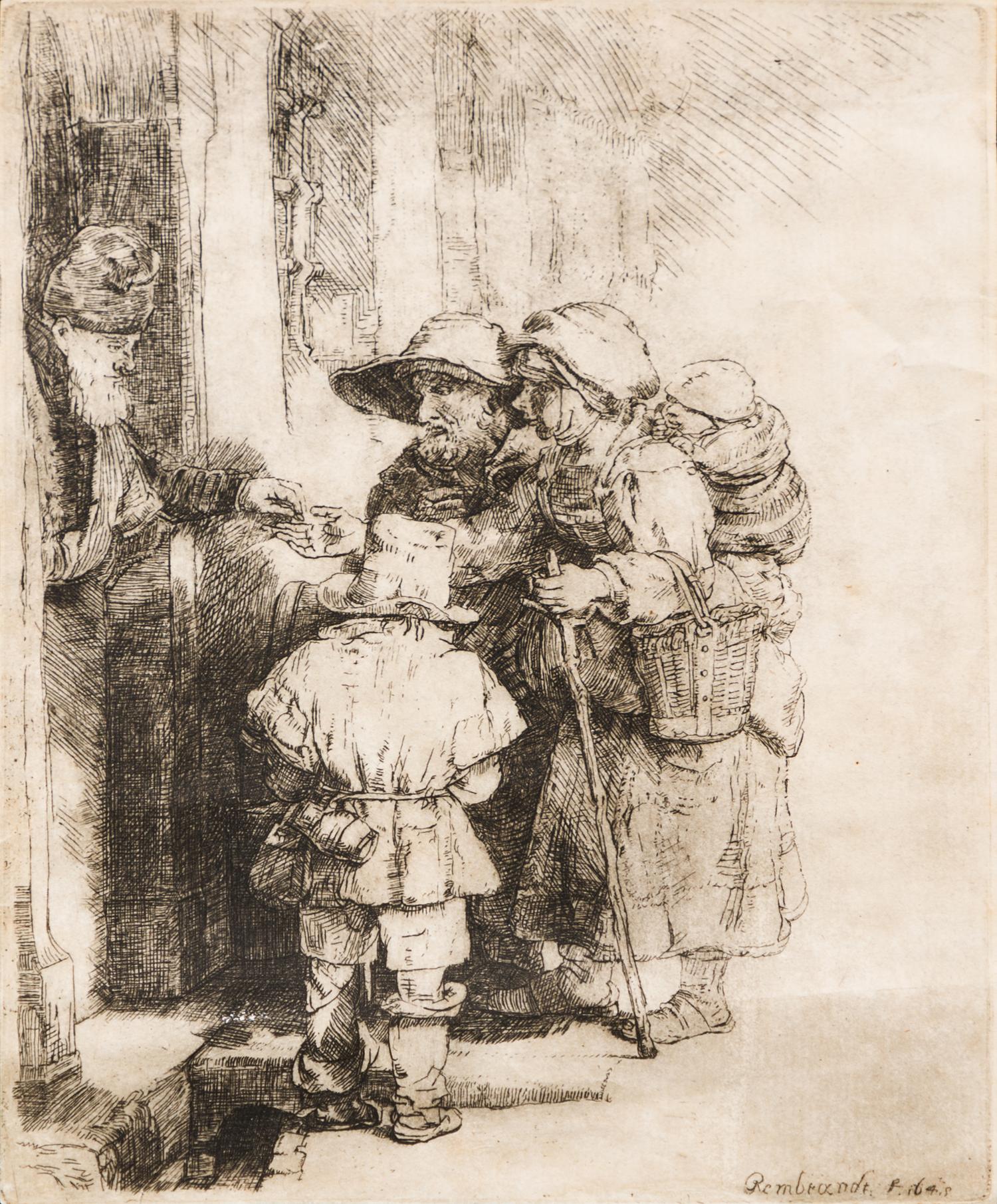 Rembrandt van Rijn, (Dutch, 1606-1669), Beggars Receiving Alms at the Door of a House