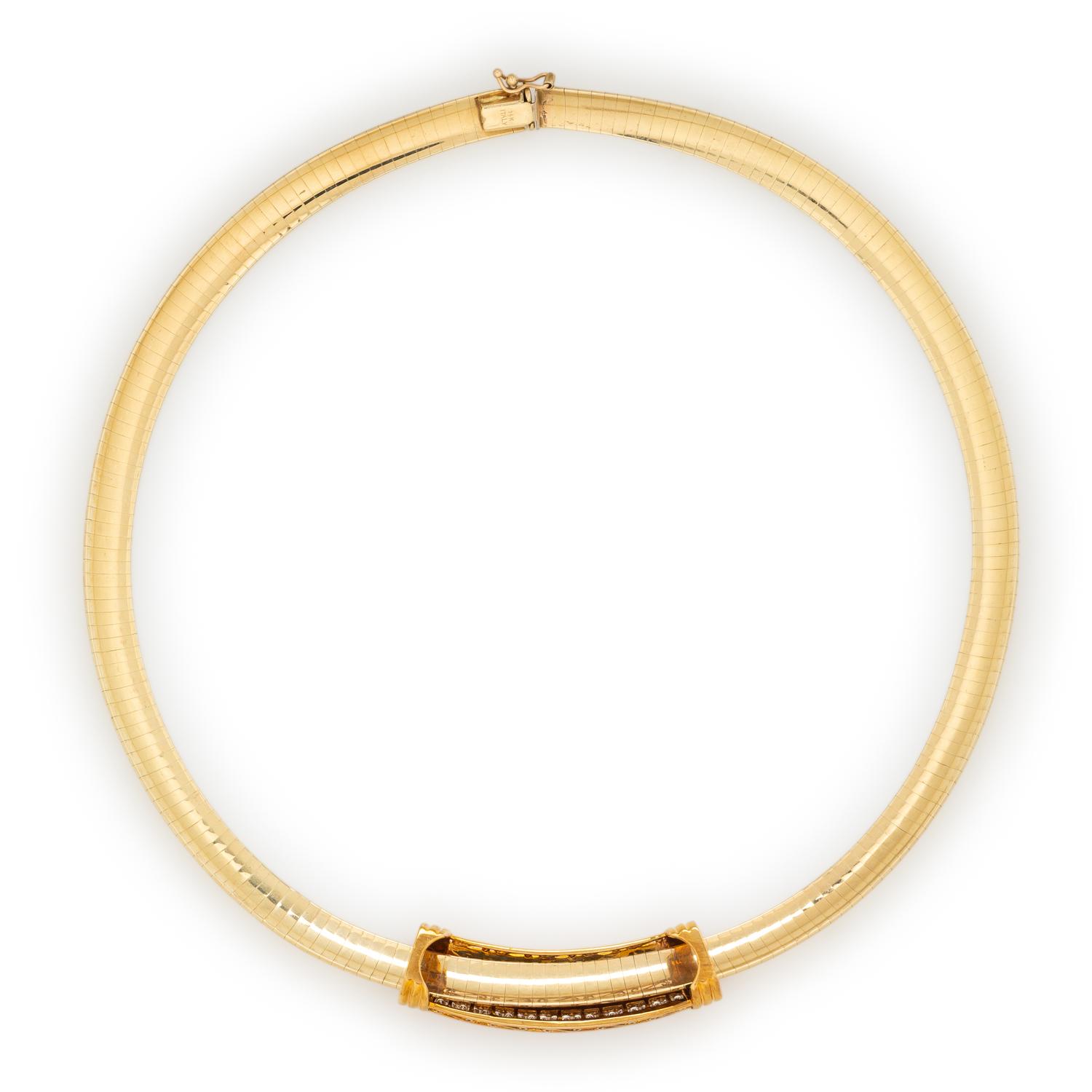 RUBY AND DIAMOND SLIDE PENDANT WITH YELLOW GOLD OMEGA CHAIN