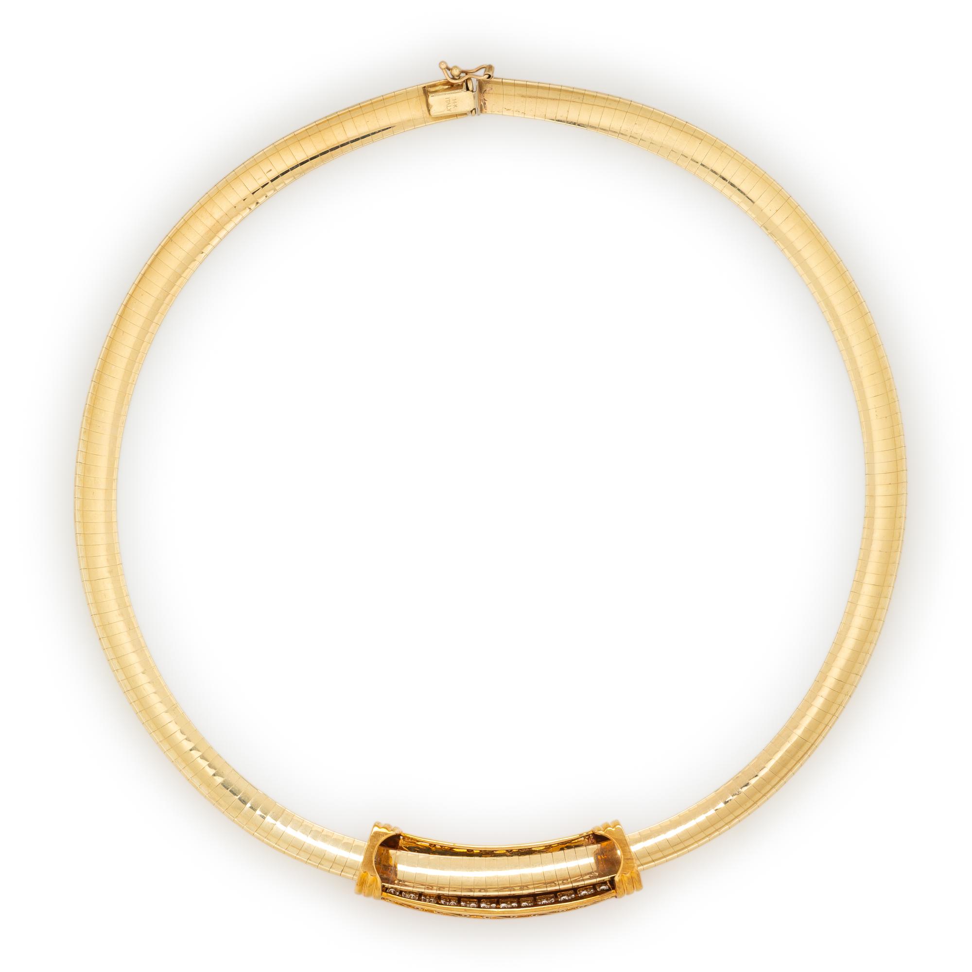 RUBY AND DIAMOND SLIDE PENDANT WITH YELLOW GOLD OMEGA CHAIN