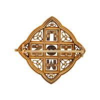 FABERGÉ, RUSSIAN, ARCHEOLOGICAL REVIVAL, YELLOW GOLD AND DIAMOND BROOCH