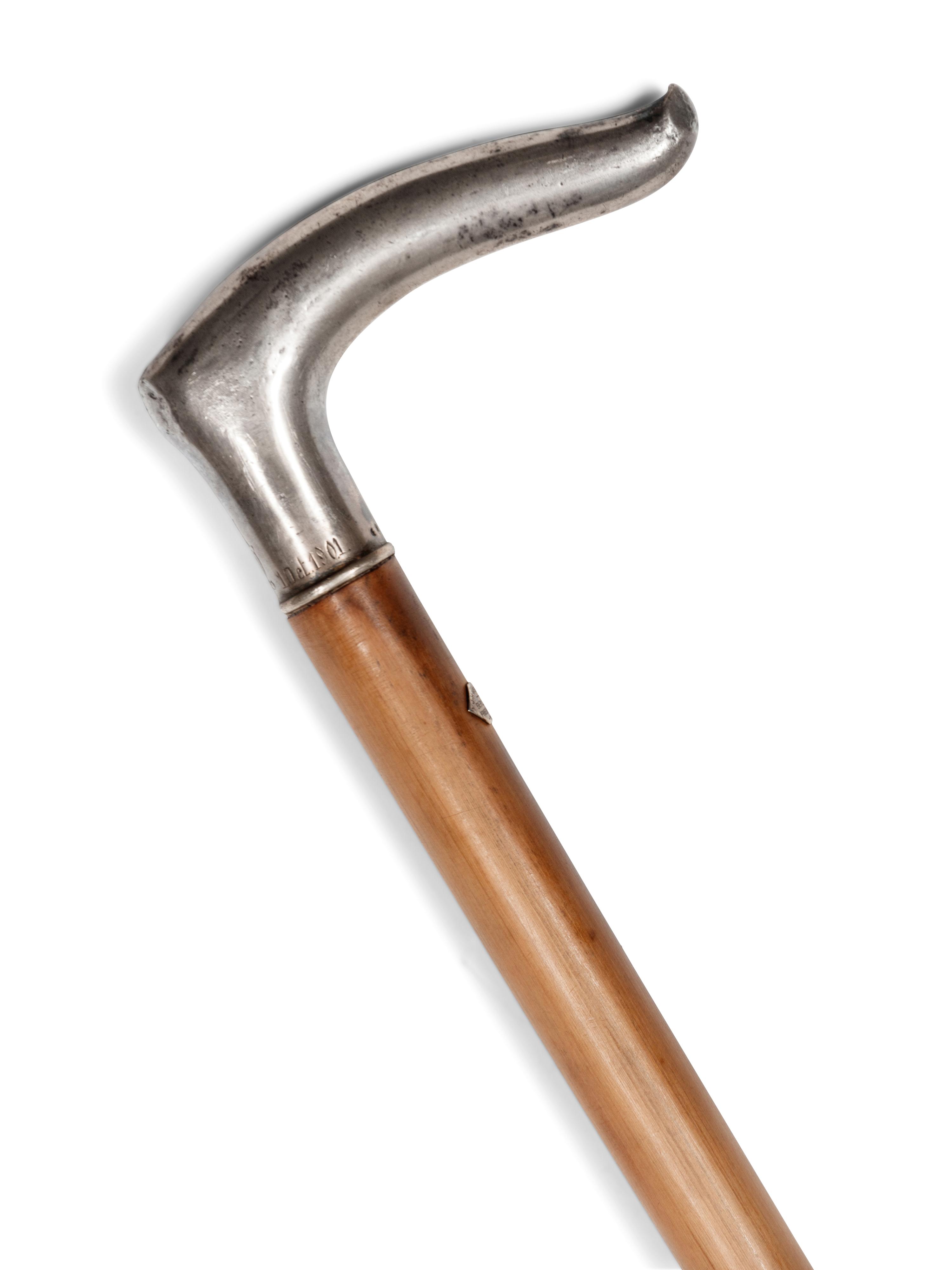 A German Silver Mounted Malacca Walking Stick