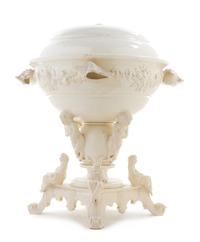 An English Creamware Tureen on Stand Height 19 inches. — LEEDS POTTERY