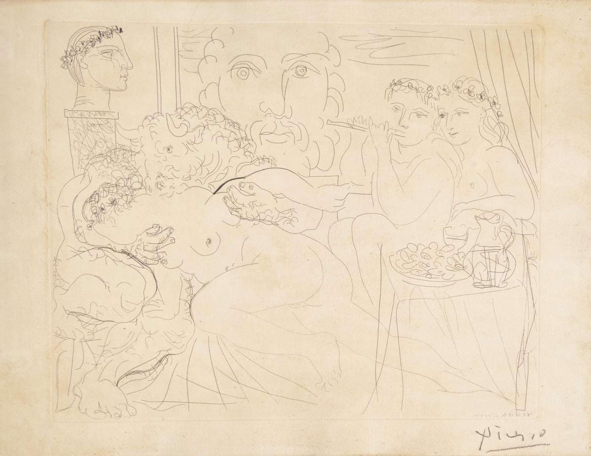 Pablo Picasso (Spanish, 1881-1973), Minotaure Caressant une Femme, from La Suite Vollard