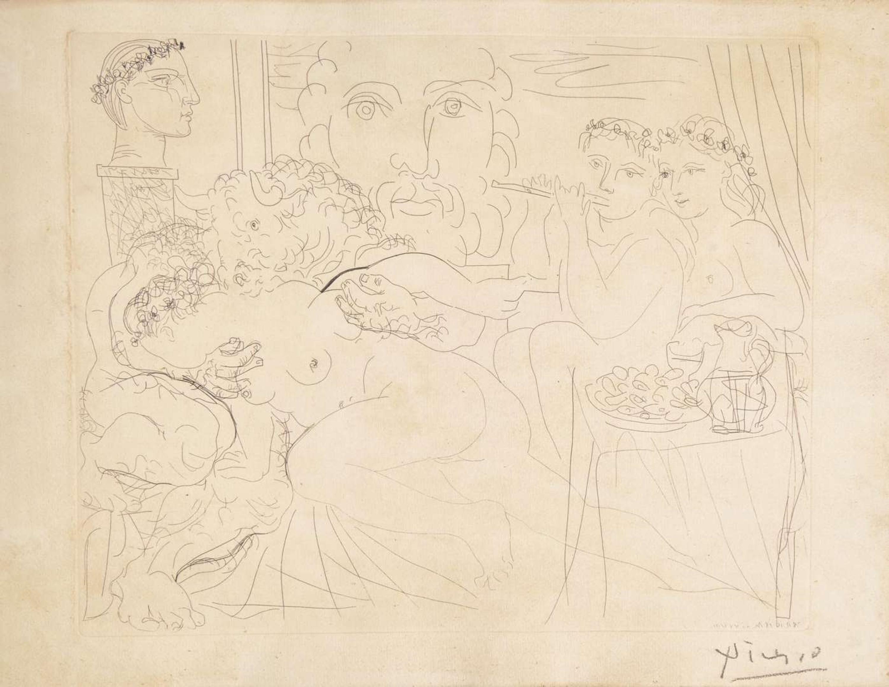 Pablo Picasso (Spanish, 1881-1973), Minotaure Caressant une Femme, from La Suite Vollard