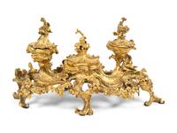 A Large French Rococo Gilt Bronze Ink Stand