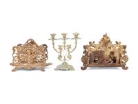 Three Victorian Gilt Metal Desk Articles
