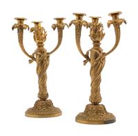A Pair of French Gilt Bronze Candelabra