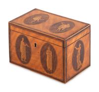 A George III Satinwood and Marquetry Tea Caddy