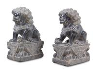 A Pair of Chinese Carved Stone Temple Lions