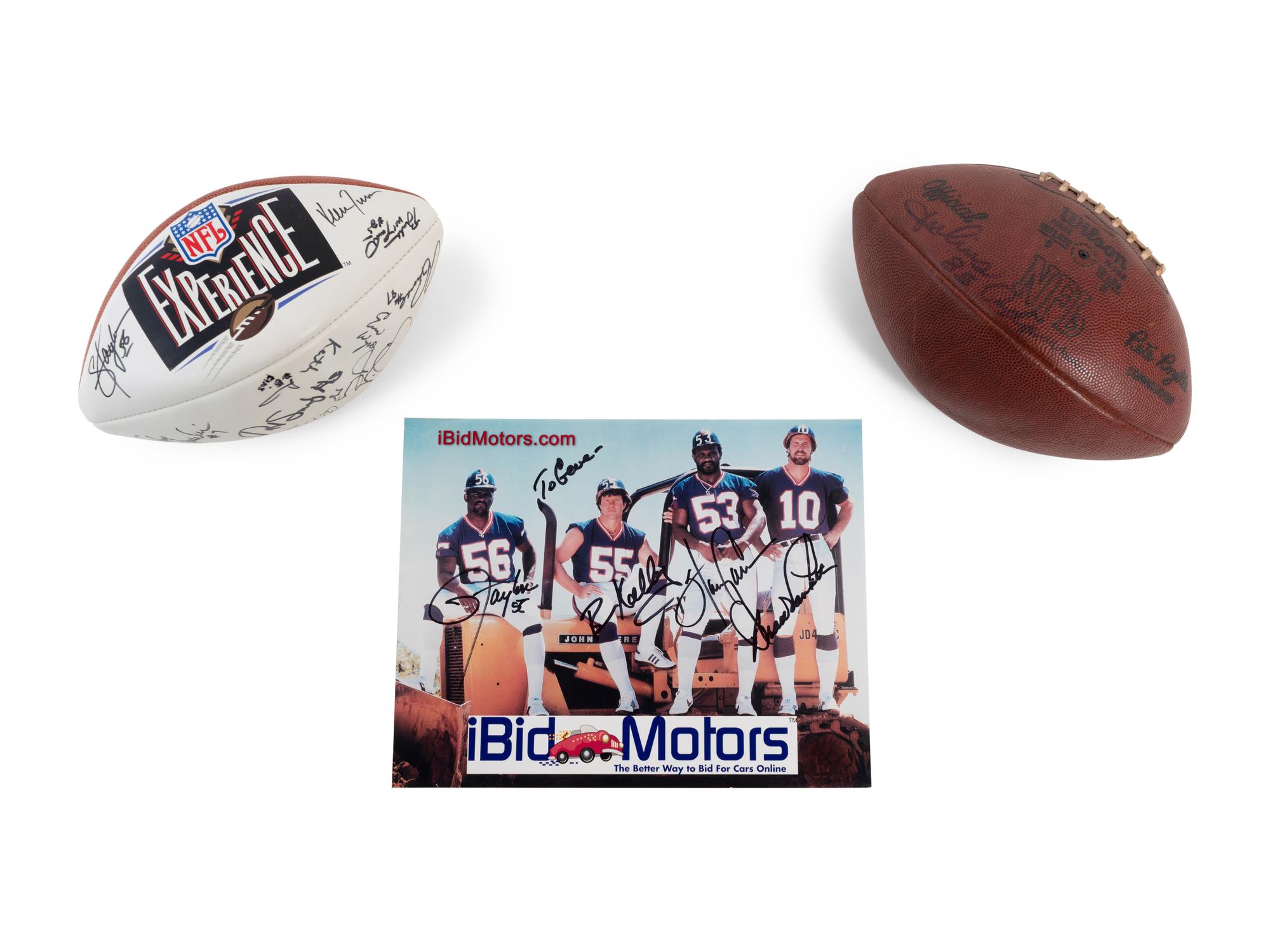 A Group of Three Signed Football Items Including Derrick Thomas and Lawrence Taylor