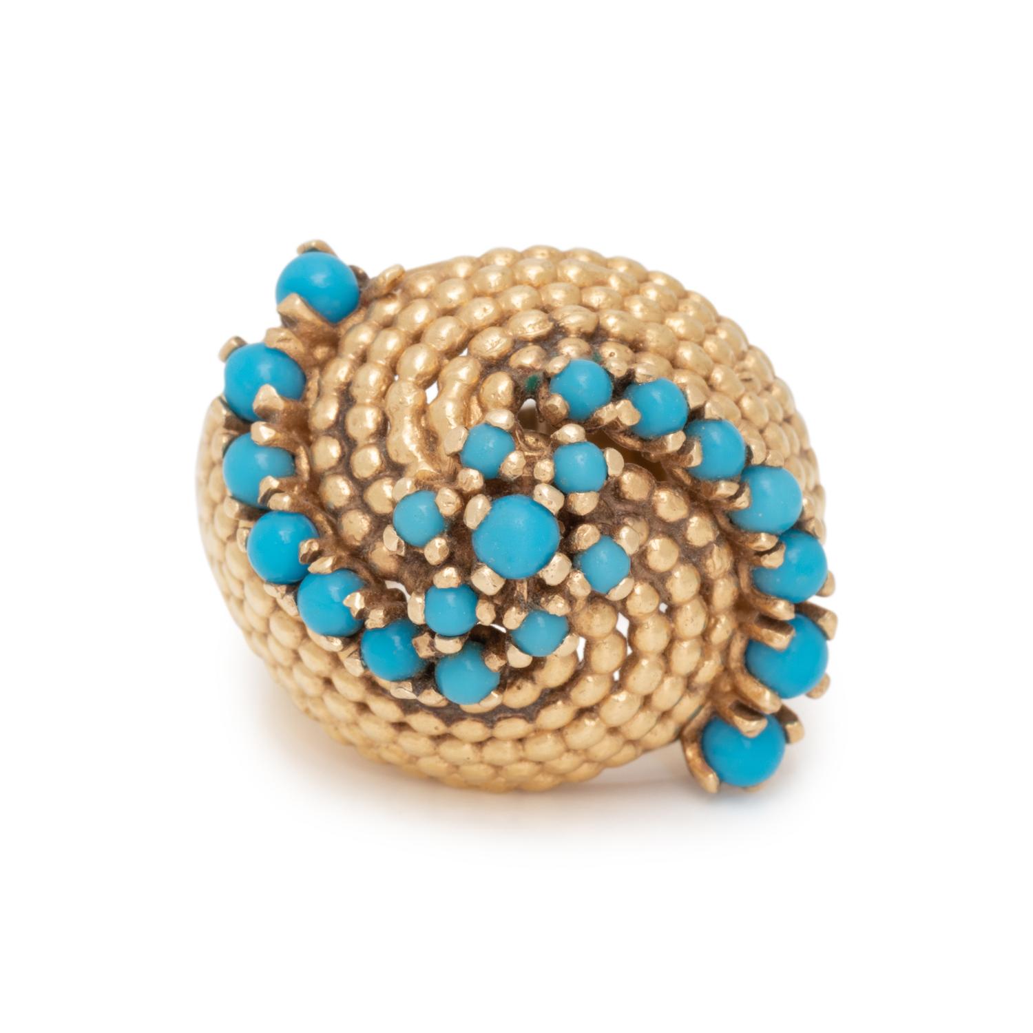 YELLOW GOLD AND TURQUOISE RING