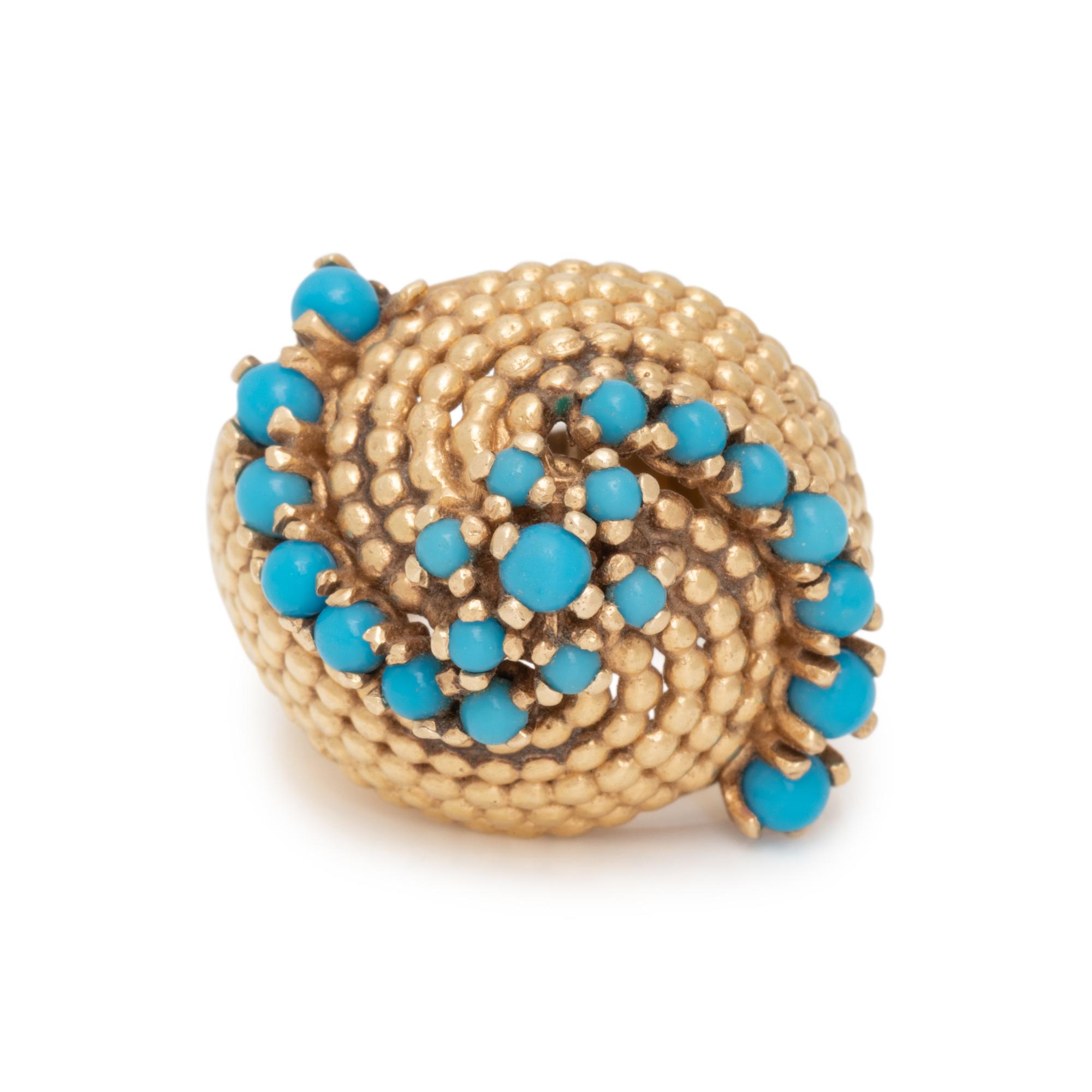 YELLOW GOLD AND TURQUOISE RING